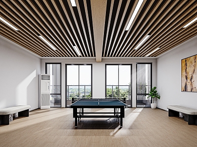 Modern table tennis room table tennis table sports area picture grille square air conditioning 3d model