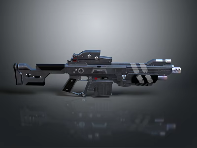 Futuristic Sci Fi Weapon With Advanced Scope Mechanical Design And Tactical Features 3d model