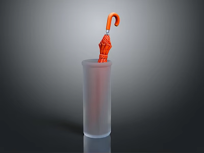 Transparent Umbrella Stand With Orange Folded Umbrella For Home Use 3d model