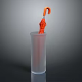 Transparent Umbrella Stand With Orange Folded Umbrella For Home Use