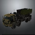 Military Truck Equipped With Missile Launcher System Camouflage Design And Multi Wheel Drive