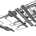 Industrial Piping System Installation in Commercial Building With Metal Pipes And Support Frames