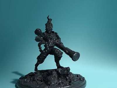 Black Warrior Themed Action Doll With Intricate Design Weapon And Base Stand 3d model
