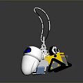 WALL E Robot Charm Design With Two Character Figures And Black Strap 3d model