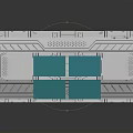 Futuristic Metal Scene Component with Geometric Panels and Transparent Sections