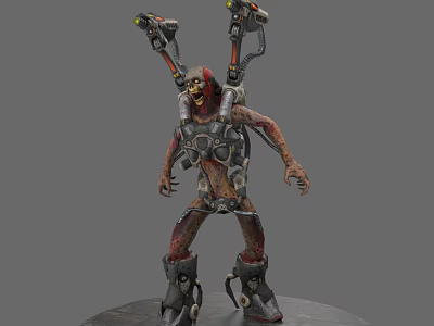 Doomsday Style Skull Warrior Jet Pack Armor Firearms Blood Terror 3d model