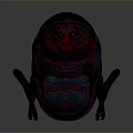 Detailed 3D Beetle Model with Red Black Exoskeleton and Blue Leg Features