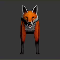 Vibrant Orange Fox 3D Model Game Movie Character With White Chest And Black Legs