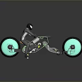 Futuristic Motorcycle With Green Glowing LED Wheels And Rider In Protective Gear