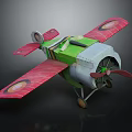 Handmade Toy Airplane With Green Body Red Wings And Rotating Propeller Craft Design