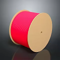 Vibrant Red Cable Spool on Beige Reel with Smooth Surface and Durable Wire