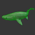 3D Model of White Shark With Fins And Tail On Dark Background