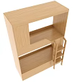 Wooden Bunk Bed With Ladder And Storage Shelves For Small Bedroom