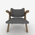 Modern Leisure Chair With Wooden Frame And Gray Fabric Cushion Design