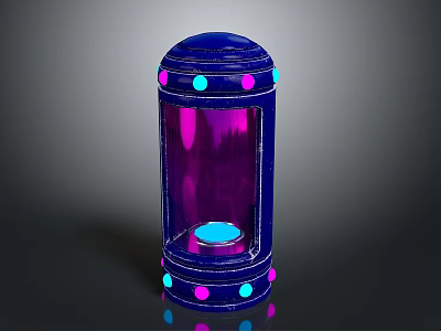 Cartoon Style Blue Lantern Featuring Purple Transparent Section And Pink Blue Dots Decorations 3d model