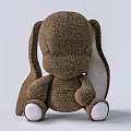 Brown Plush Rabbit Stuffed Toy With Long Ears White Paws Sitting Posture