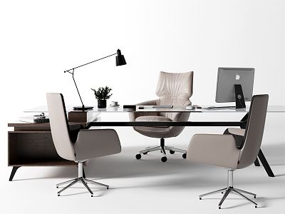 modern office desk and chair 3d model