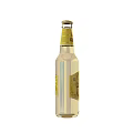 Transparent Beer Bottle With Yellow Liquid And Wine Glass On White Background