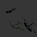 Vintage Military Fighter Aircraft With Camouflage Paint And Four Propellers On Wings