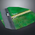Scenic Rural Road With White Fence Green Grassland And White Car