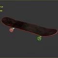 Black Skateboard With Yellow Wheels And Wooden Deck Design