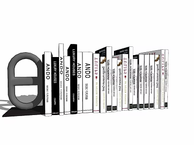 Neatly Arranged Books On Modern Bookshelf With Grey Letter B Decoration 3d model