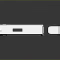 Modern Tactical Pistol Design with White Barrel Black Body and Wooden Grip