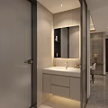 Modern Bathroom Interior Design With Glass Partition Toilet Shower Area And Vanity