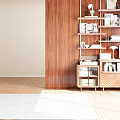 Modern Wooden Storage Cabinet With Drawers Shelves And Decorative Items