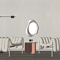 Modern Casual Sofa Combination Single Person Sofa Side Table Corner Floor Lamp Wall Decoration 3d model