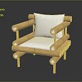 Bamboo Armchair With White Cushion And Backrest In Simple Tube Structure Design