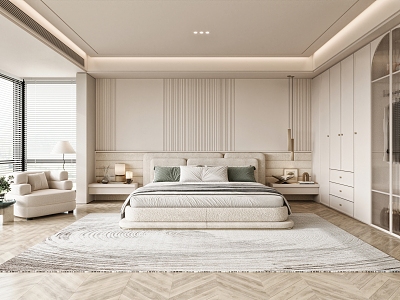 Modern Bedroom Cream Bedroom 3d model