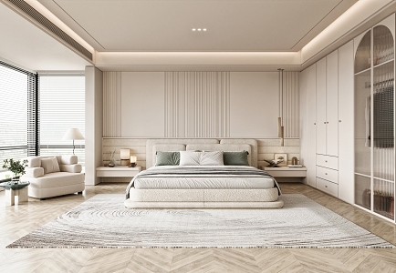 Modern Bedroom Cream Bedroom 3d model