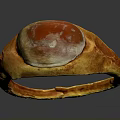 Handcrafted Wooden Ring With Red Stone Inlay And Natural Wood Texture