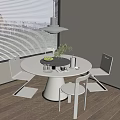 Modern dining table and chair combination chandelier 3d model