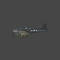 Vintage Military Fighter Plane In Gray With Star Insignia And Propeller Design