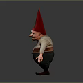 Cute Gnome Character With Red Pointed Hat White Shirt Black Pants On Gray Background