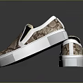Snake Print Slip On Shoes With White Thick Sole And Black White Trim Casual Style