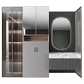 Elegant Modern Bathroom Vanity Design With Marble Countertop Oval Mirror And Ambient Lighting