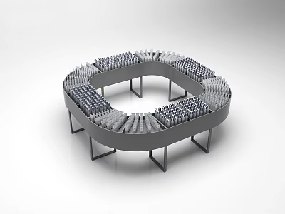 Circular Display Rack With Metal Frame And Multiple Layers For Retail Store 3d model