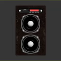 Brown Electronic Speaker Featuring Dual Round Speakers Control Panel With Display And Buttons 3d model