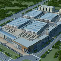 Modern Industrial Factory Complex With Multiple Buildings Greenery Parking And Road Access 3d model