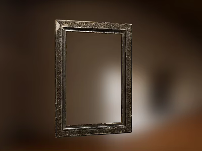 Vintage Metal Picture Frame With Carved Design And Antique Aged Appearance 3d model