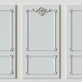 White Three Piece Wall Paneling With Decorative Patterns And Classic Frame Details 3d model