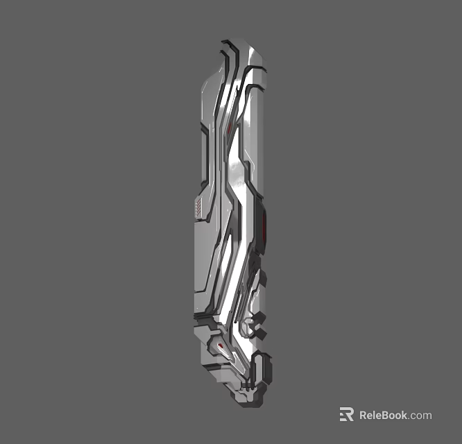 Futuristic Elongated Metallic Structure With Sleek Lines And Geometric Details 3d model 