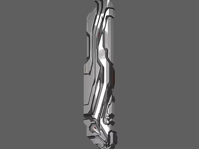 Futuristic Elongated Metallic Structure With Sleek Lines And Geometric Details 3d model