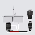 Stainless Steel Double Bowl Kitchen Sink with Faucet and Garbage Disposal Units