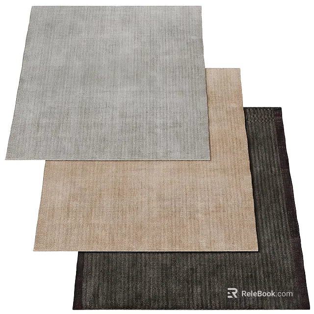 Modern Square Rugs With Gray Beige Dark Brown Ribbed Fabric Texture 3d model 