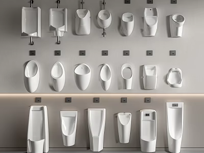 Various Wall Mounted Urinal Design Styles In Modern Bathroom Fixture 3d model