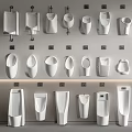 Various Wall Mounted Urinal Design Styles In Modern Bathroom Fixture 3d model